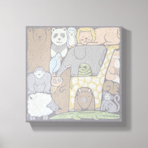 Kinderkamer/ speelgoedkamer kunst van dieren stape canvas afdruk