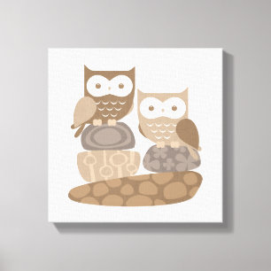 Kinderkamer Uil Modern Neutraal Canvas Kunst