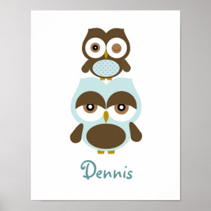 Kinderkamer uilen jongens poster kunst