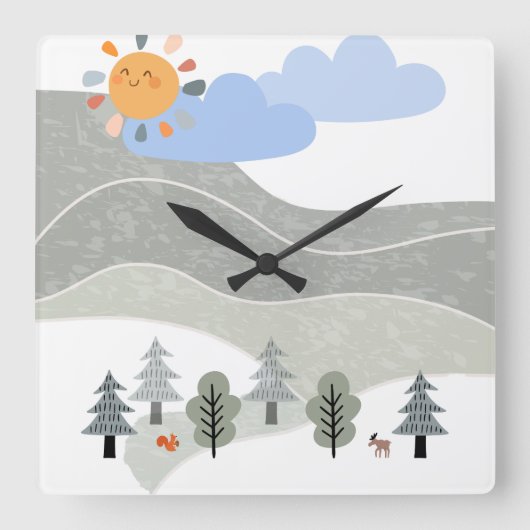 Kinderkamerklok Vierkante Klok (Voorkant)