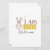 kinderkanker. Aangepaste naam. dapper. Uitnodiging (Voorkant / Achterkant)