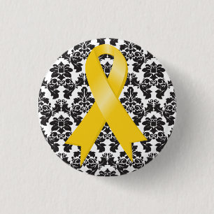 Kinderkanker Damask Gold Ribbon Ronde Button 3,2 Cm