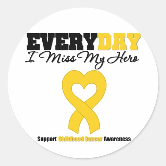 Kinderkanker Elke dag mis ik mijn held Ronde Sticker (Voorkant)