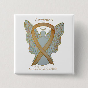 Kinderkanker Engel Gold Awareness Ribbon Pins Vierkante Button 5,1 Cm