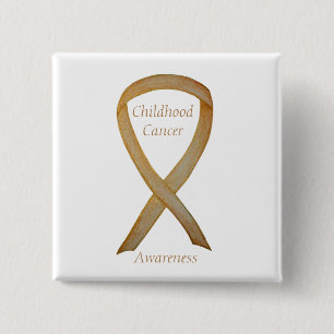 Kinderkanker Engel Gold Awareness Ribbon Pins Vierkante Button 5,1 Cm