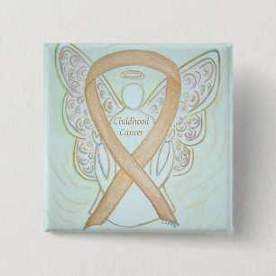 Kinderkanker Engel Gold Awareness Ribbon Pins Vierkante Button 5,1 Cm