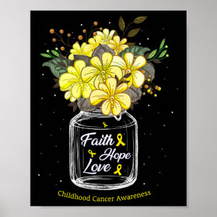 Kinderkanker Faith Love Hope Flower Jar Awaren Poster