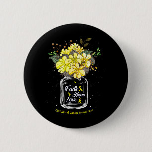 Kinderkanker Faith Love Hope Flower Jar Awaren Ronde Button 5,7 Cm