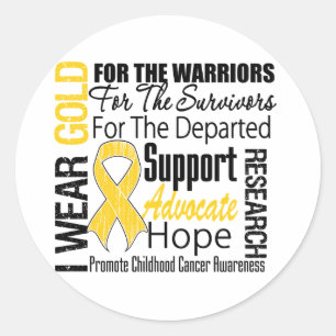 Kinderkanker Ik Draag Gold Ribbon TRIBUTE Ronde Sticker