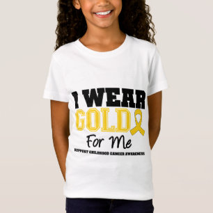 Kinderkanker Ik Draag gouden lint voor mij T-shirt