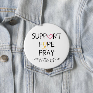 Kinderkanker. Ondersteuning.Hoop.Bid. Button