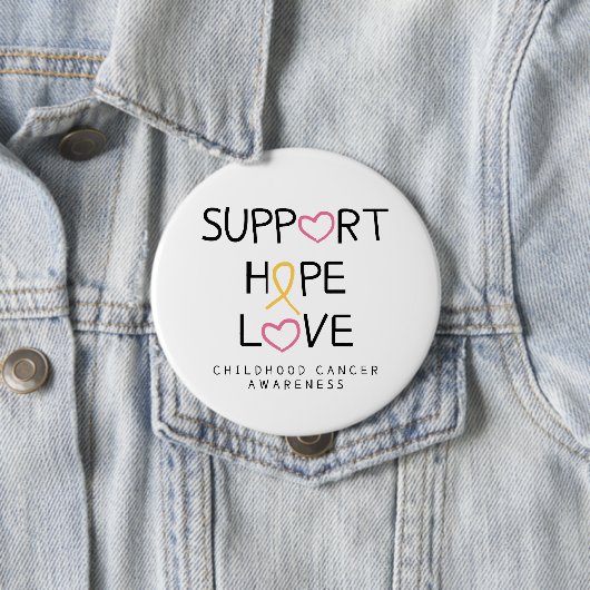 Kinderkanker. Support.Hope.Love. Button (In situ)