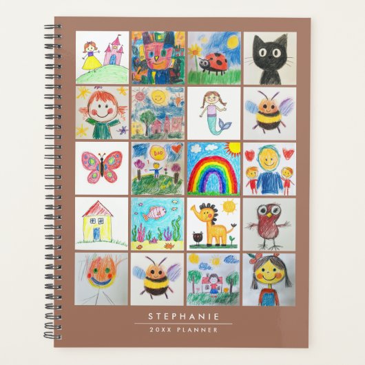 Kinderkunst Keepsake 20 tekeningen Collage Planner (Voorkant)