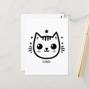 kinderlijke tekening Zwart-Wit minimalistisch Briefkaart