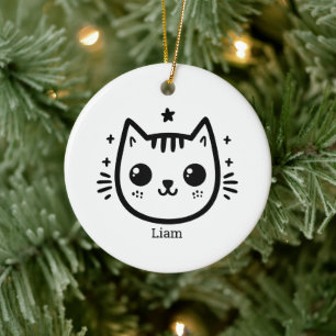 kinderlijke tekening Zwart-Wit minimalistisch Keramisch Ornament