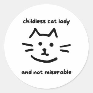 Kinderloos en niet ellendig kinderloze kat voor da ronde sticker