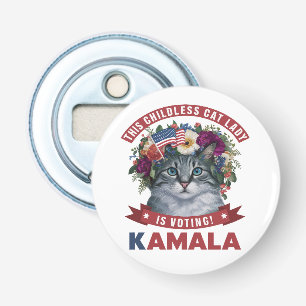 Kinderloze Cat Dames voor Kamala Harris Button Flesopener