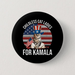 Kinderloze Cat Dames voor Kamala Ronde Button 5,7 Cm