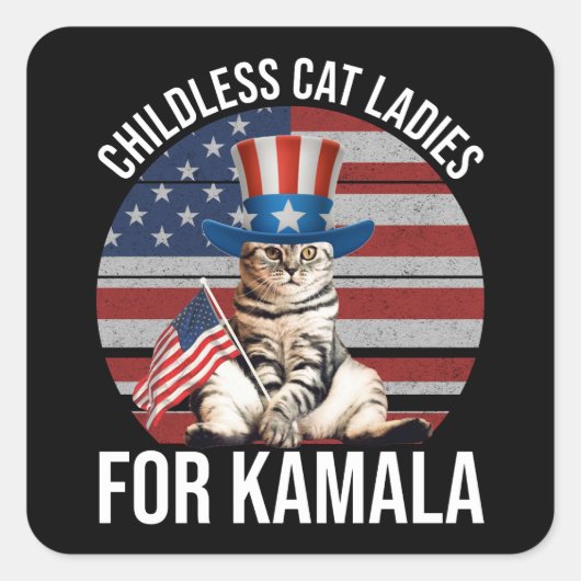 Kinderloze Cat Dames voor Kamala Vierkante Sticker (Voorkant)