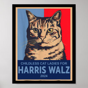 Kinderloze Cat Ladies voor Harris Waltz 2024 Funny Poster