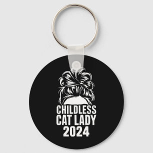 Kinderloze Cat Lady 2024 Messy Bun Amerikaanse vla Sleutelhanger