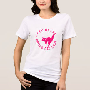Kinderloze Cat Lady grappige roze kat typografie Tri-Blend Shirt