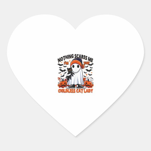 Kinderloze Cat Lady Halloween Spooky Ghost Kostuum Hart Sticker (Voorkant)
