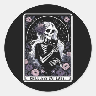 Kinderloze Cat Lady Schattigee Gotische Skelet Tar Ronde Sticker