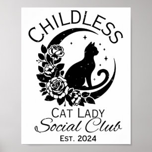 Kinderloze Cat Lady Social Club Meme Cat Kamala Ha Poster