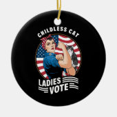 Kinderloze Cat Lady Stem  Rosie de Rivete Keramisch Ornament (Voorkant)