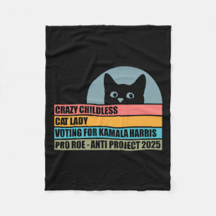 Kinderloze Cat Lady stemt voor Kamala Harris Fleece Deken
