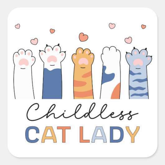 Kinderloze Cat Lady Voting Kamala Harris President Vierkante Sticker (Voorkant)