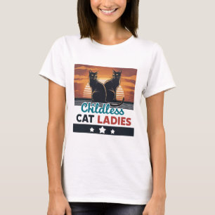 Kinderloze Cat Lady Vrouwen Stem Kinderloos T-shirt