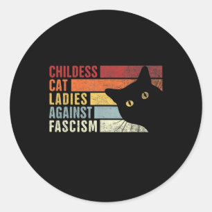 Kinderloze Cat Vrouwen Tegen Fascisme Cat Feminist Ronde Sticker