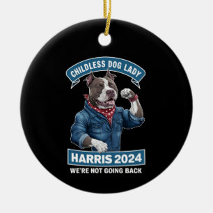 Kinderloze Dog Lady stemt Kamala-verkiezing 2024 Keramisch Ornament