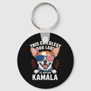 Kinderloze hondendame stemt Kamala-Harris 2024 2 Sleutelhanger