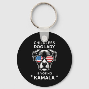 Kinderloze hondendame stemt Kamala Harris 2024 Sleutelhanger