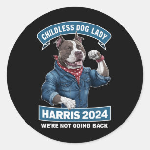Kinderloze Hondendame Stemt Kamala Verkiezing 2024 Ronde Sticker