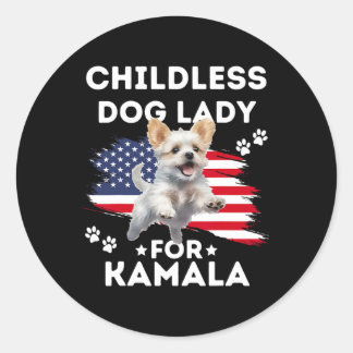 Kinderloze hondendame voor Kamala Harris  ontwerp Ronde Sticker