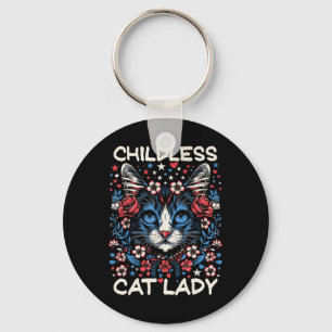 Kinderloze Kat Dame Grappige Kat Liefhebber 4 Sleutelhanger