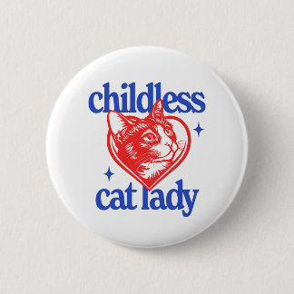 kinderloze kat dame ronde button 5,7 cm