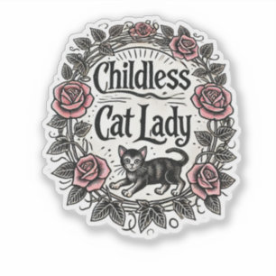 kinderloze kat dame sticker