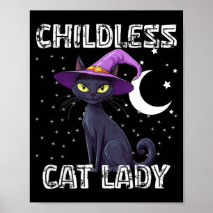 Kinderloze Kat Dames Griezelige Heksenhoed Kat Zwa Poster