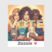 Kinderloze kat Dames STEM Sticker (Vel)