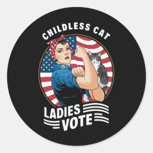 Kinderloze Kat Dames Stem Vintage Rosie De Klinkna Ronde Sticker