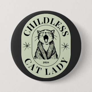 Kinderloze kat dames stemmen Blauwe Democraten US Ronde Button 7,6 Cm