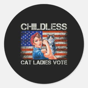 Kinderloze kat dames stemmen Rosie de Riveter Elec Ronde Sticker