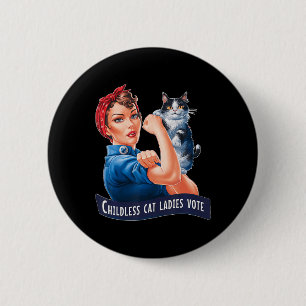 Kinderloze kat dames stemmen Rosie Ronde Button 5,7 Cm