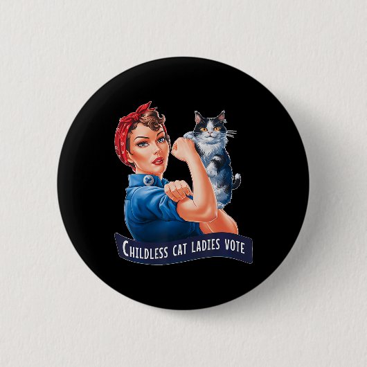 Kinderloze kat dames stemmen Rosie Ronde Button 5,7 Cm (Voorkant)