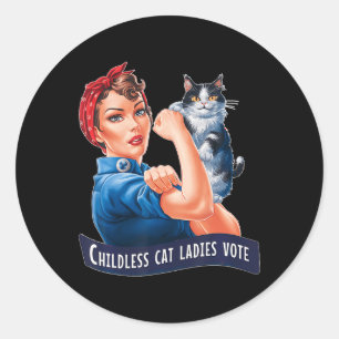 Kinderloze kat dames stemmen Rosie Ronde Sticker